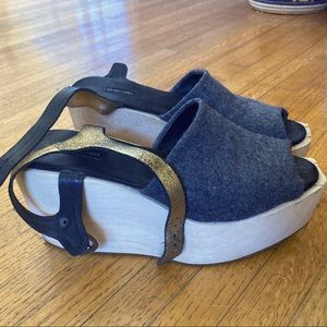 Rachel Comey wood platform felt sandals 7